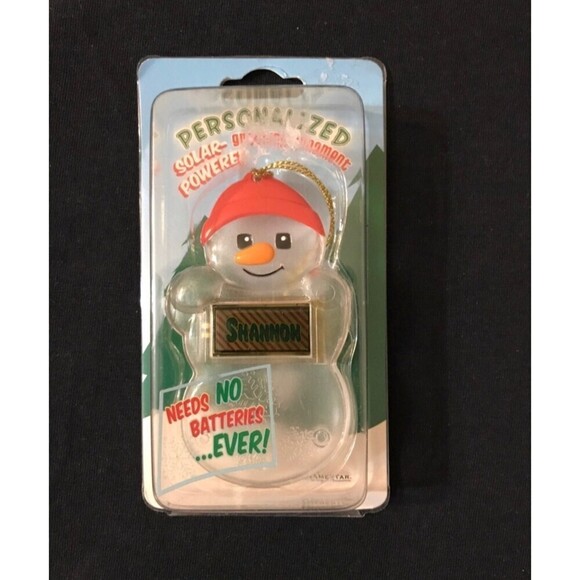 Vintage Snowman Personalized Solar Ornament “Shannon” - Picture 1 of 5